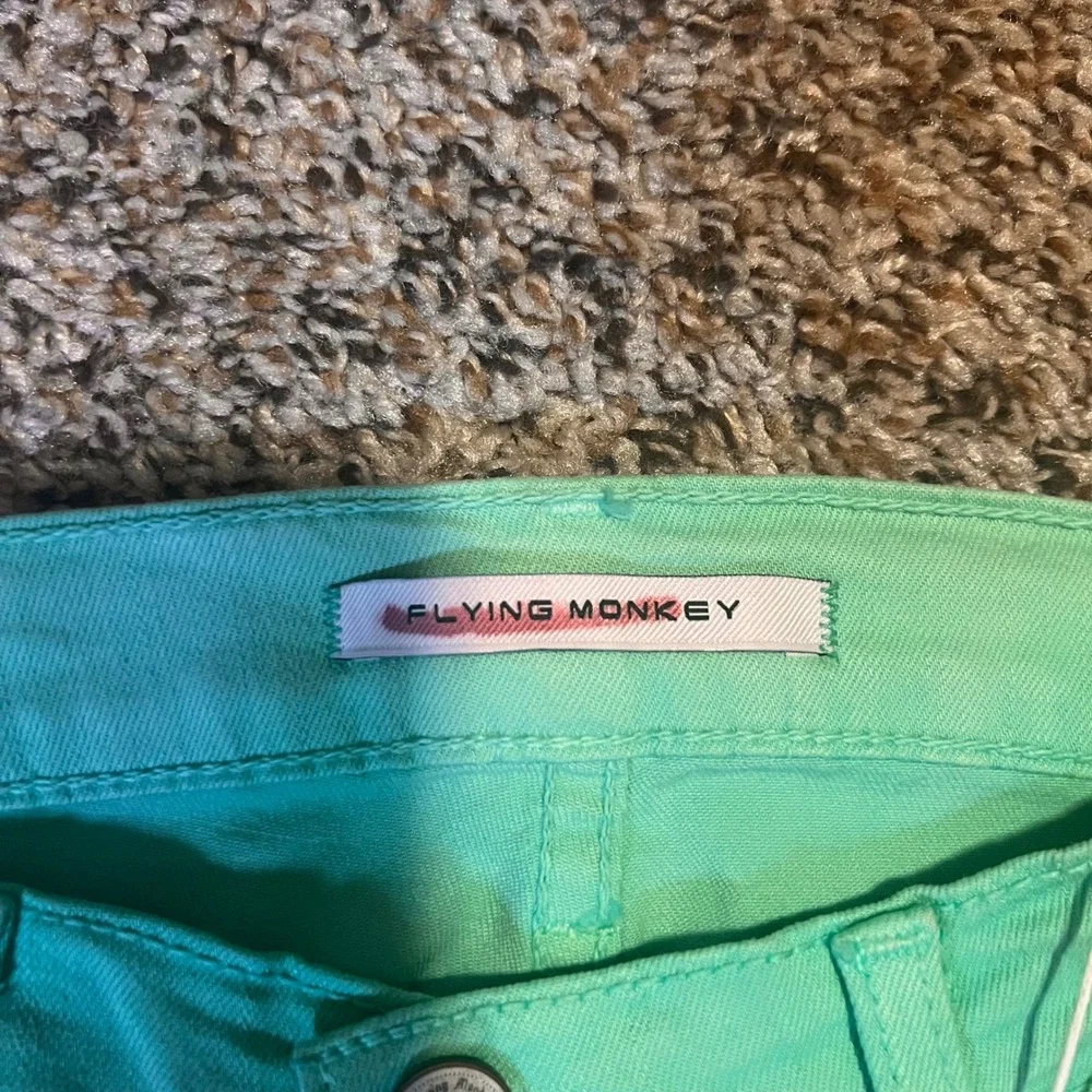 Flying Monkey Women Jeans Mint Green Distressed Skinny Size 29 - Picture 2 of 7